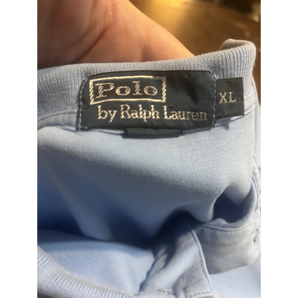 Vintage 90's Polo Ralph Lauren Men's Polo Shirt Blue With Hello Pony XL Retro - Picture 6 of 8